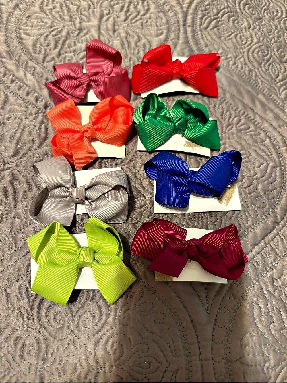 8 piece Hair Bow Set in Pink & Red